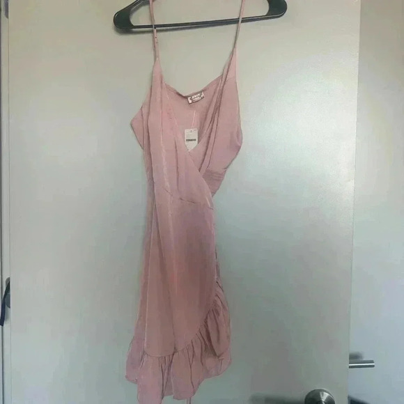 NWT Free People All My Love Shine Wrap Slip Dress in Rose Pink Large - Picture 4 of 5